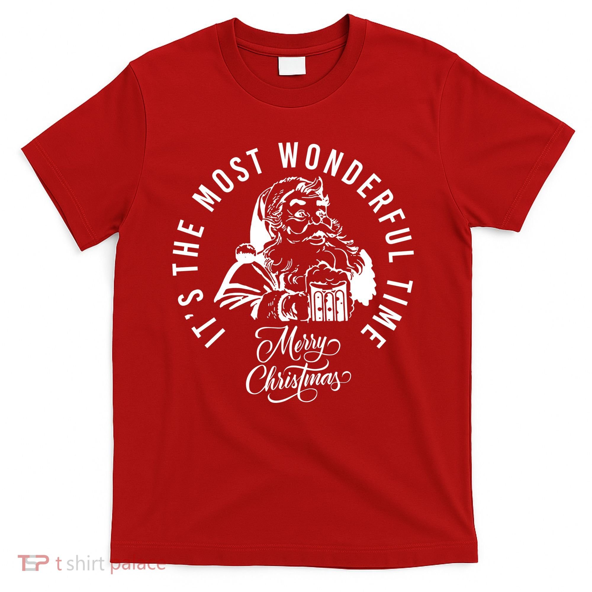 It's The Most Wonderful Time Santa Drinking Beer Christmas T-Shirt