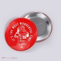 It's The Most Wonderful Time Santa Drinking Beer Christmas Button thumb 0