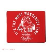 It's The Most Wonderful Time Santa Drinking Beer Christmas Mousepad thumb 0