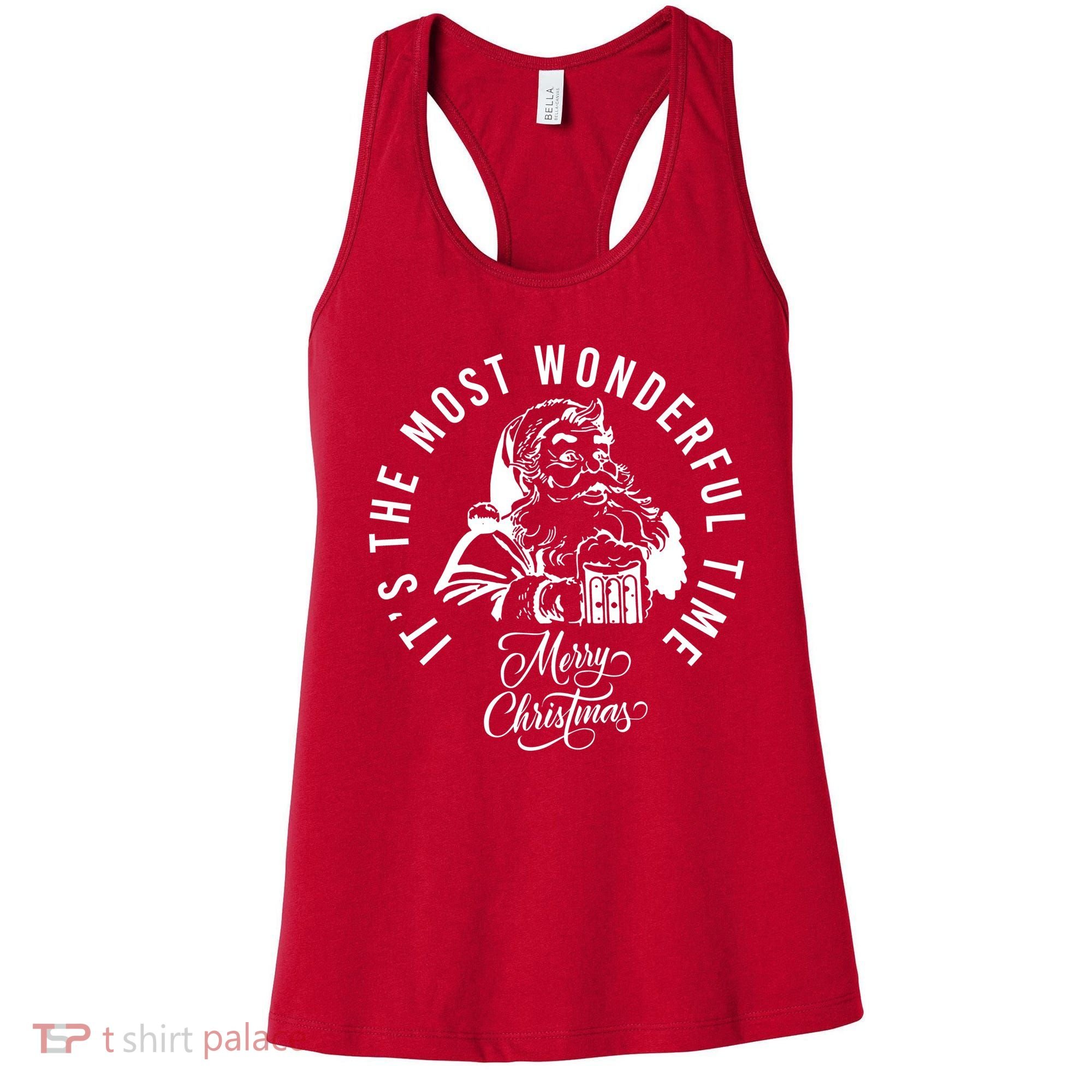 It's The Most Wonderful Time Santa Drinking Beer Christmas Women's Tank Top