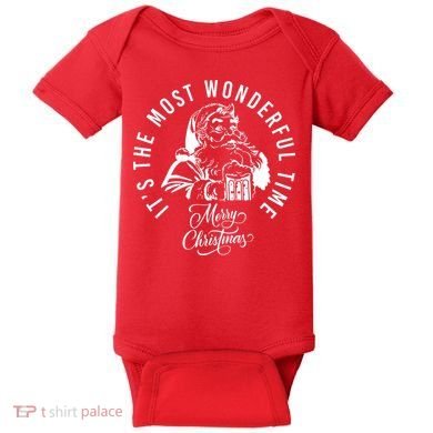 It's The Most Wonderful Time Santa Drinking Beer Christmas Baby Bodysuit