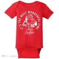 It's The Most Wonderful Time Santa Drinking Beer Christmas Baby Bodysuit thumb 0