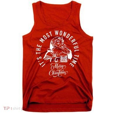 It's The Most Wonderful Time Santa Drinking Beer Christmas Tank Top