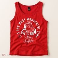 It's The Most Wonderful Time Santa Drinking Beer Christmas Tank Top thumb 2