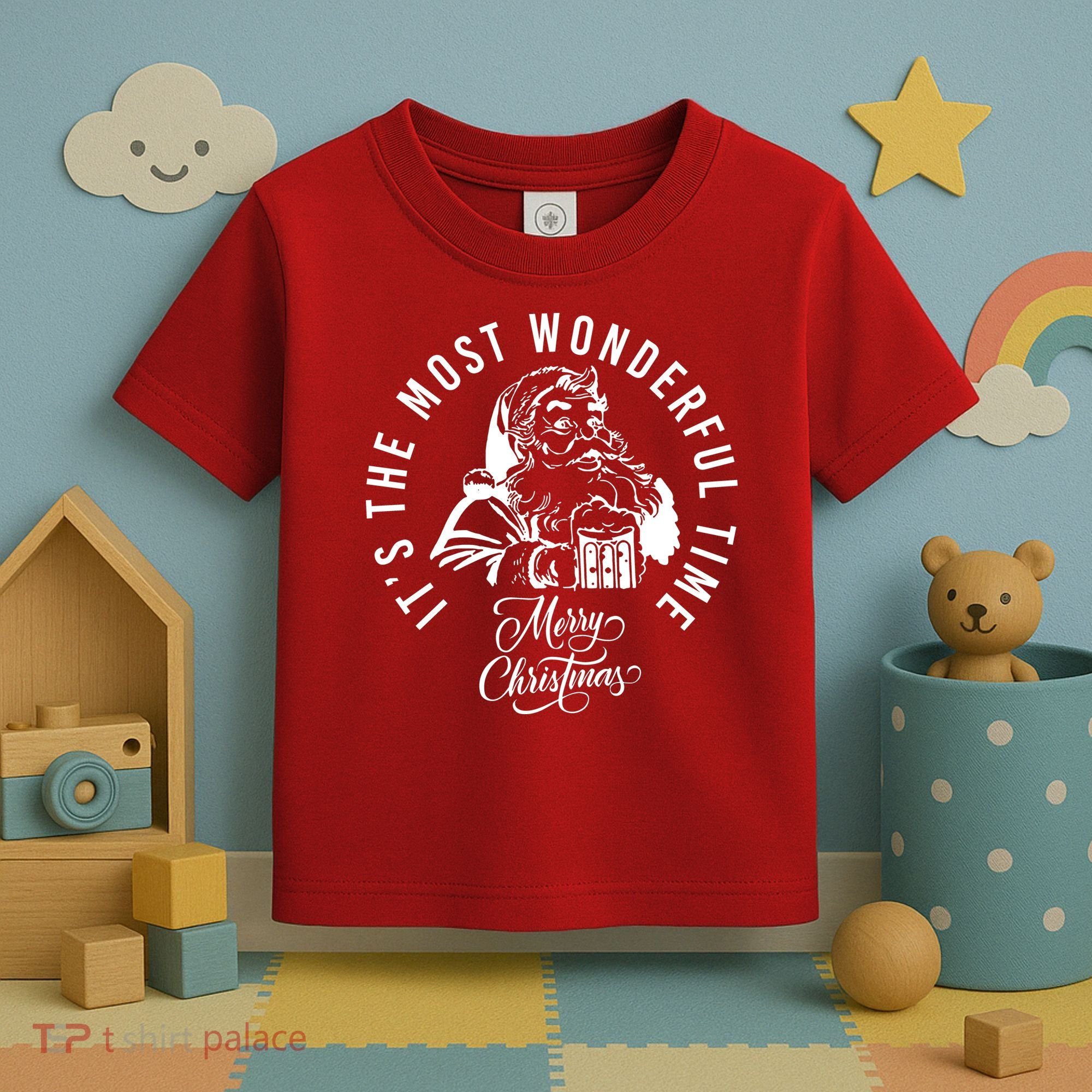 It's The Most Wonderful Time Santa Drinking Beer Christmas Toddler T-Shirt