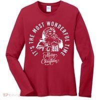 It's The Most Wonderful Time Santa Drinking Beer Christmas Women's Long Sleeve Shirt thumb 0