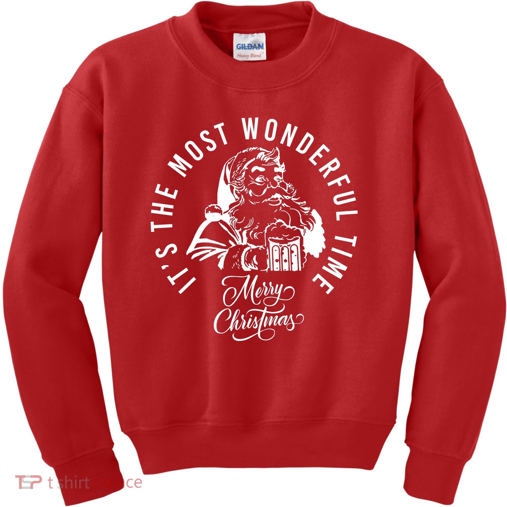 It's The Most Wonderful Time Santa Drinking Beer Christmas Kids Sweatshirt