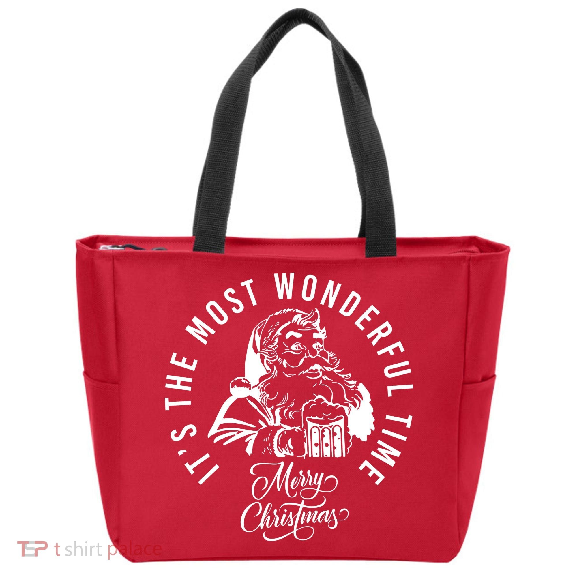 It's The Most Wonderful Time Santa Drinking Beer Christmas Tote Bag