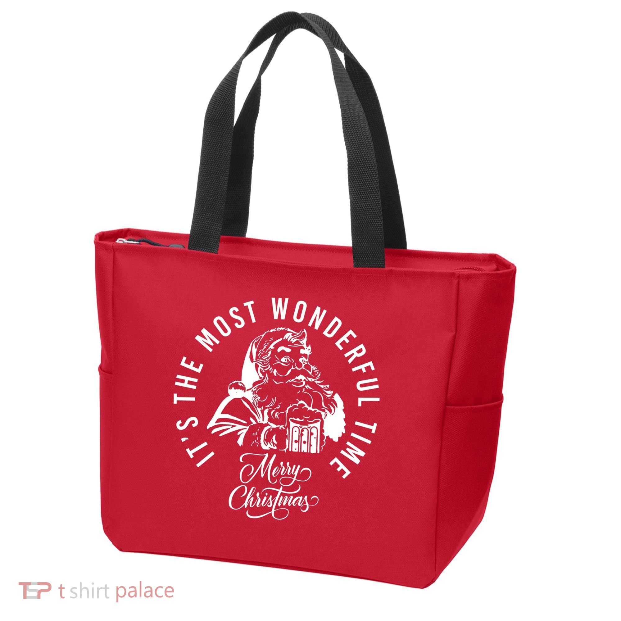 It's The Most Wonderful Time Santa Drinking Beer Christmas Tote Bag