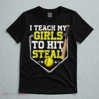 I Teach My Girl To Hit And Steal Softball Mom Dad Parent T-Shirt thumb 5