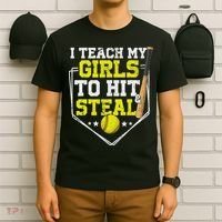I Teach My Girl To Hit And Steal Softball Mom Dad Parent T-Shirt thumb 6