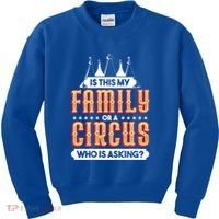 Is This My Family Or A Circus Who Is Asking Circus Gift Kids Sweatshirt thumb 0