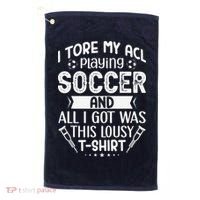I Tore My Acl Playing Soccer Funny Acl Knee Surgery Recovery Golf Towel thumb 0