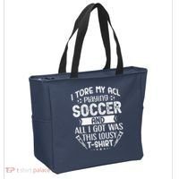I Tore My Acl Playing Soccer Funny Acl Knee Surgery Recovery Tote Bag thumb 2