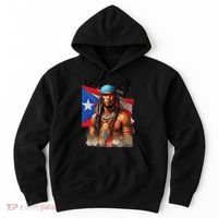 Indigenous Taino Man Warrior Puerto Rican Flag Caribbean Hoodie thumb 0