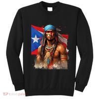 Indigenous Taino Man Warrior Puerto Rican Flag Caribbean Sweatshirt thumb 0