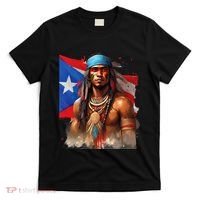Indigenous Taino Man Warrior Puerto Rican Flag Caribbean T-Shirt thumb 0