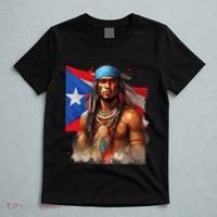 Indigenous Taino Man Warrior Puerto Rican Flag Caribbean T-Shirt thumb 5