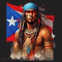 Indigenous Taino Man Warrior Puerto Rican Flag Caribbean Beanie thumb 2