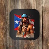 Indigenous Taino Man Warrior Puerto Rican Flag Caribbean Coaster thumb 0
