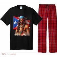 Indigenous Taino Man Warrior Puerto Rican Flag Caribbean Pajama Set thumb 0