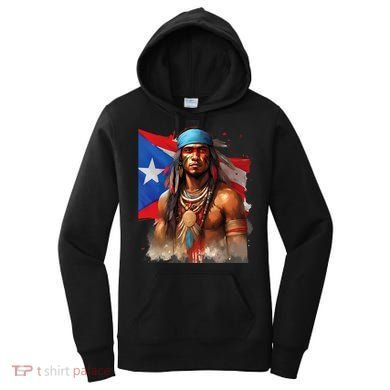 Indigenous Taino Man Warrior Puerto Rican Flag Caribbean Women's Hoodie
