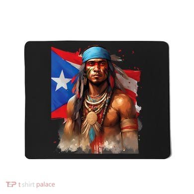 Indigenous Taino Man Warrior Puerto Rican Flag Caribbean Mousepad