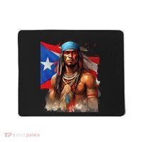 Indigenous Taino Man Warrior Puerto Rican Flag Caribbean Mousepad thumb 0