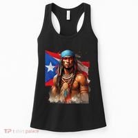 Indigenous Taino Man Warrior Puerto Rican Flag Caribbean Women's Tank Top thumb 0