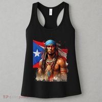Indigenous Taino Man Warrior Puerto Rican Flag Caribbean Women's Tank Top thumb 3