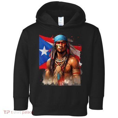 Indigenous Taino Man Warrior Puerto Rican Flag Caribbean Toddler Hoodie