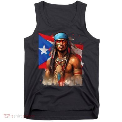 Indigenous Taino Man Warrior Puerto Rican Flag Caribbean Tank Top