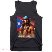 Indigenous Taino Man Warrior Puerto Rican Flag Caribbean Tank Top thumb 0