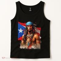 Indigenous Taino Man Warrior Puerto Rican Flag Caribbean Tank Top thumb 2