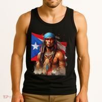 Indigenous Taino Man Warrior Puerto Rican Flag Caribbean Tank Top thumb 3