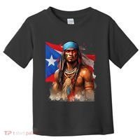 Indigenous Taino Man Warrior Puerto Rican Flag Caribbean Toddler T-Shirt thumb 0