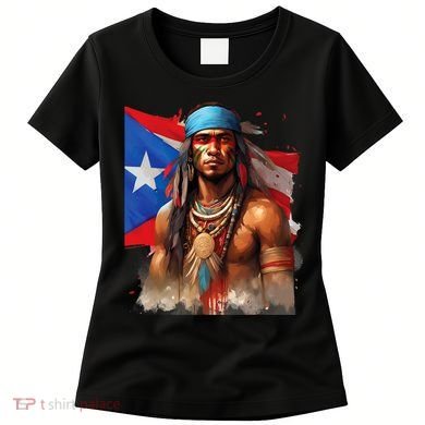 Indigenous Taino Man Warrior Puerto Rican Flag Caribbean Women's T-Shirt