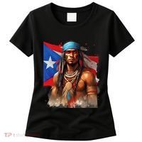 Indigenous Taino Man Warrior Puerto Rican Flag Caribbean Women's T-Shirt thumb 0