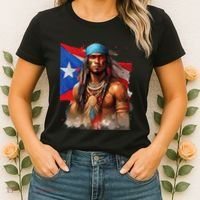 Indigenous Taino Man Warrior Puerto Rican Flag Caribbean Women's T-Shirt thumb 2