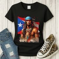 Indigenous Taino Man Warrior Puerto Rican Flag Caribbean Women's T-Shirt thumb 3