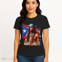 Indigenous Taino Man Warrior Puerto Rican Flag Caribbean Women's T-Shirt thumb 4