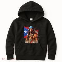 Indigenous Taino Man Warrior Puerto Rican Flag Caribbean Kids Hoodie thumb 0