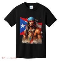 Indigenous Taino Man Warrior Puerto Rican Flag Caribbean Kids T-Shirt thumb 0