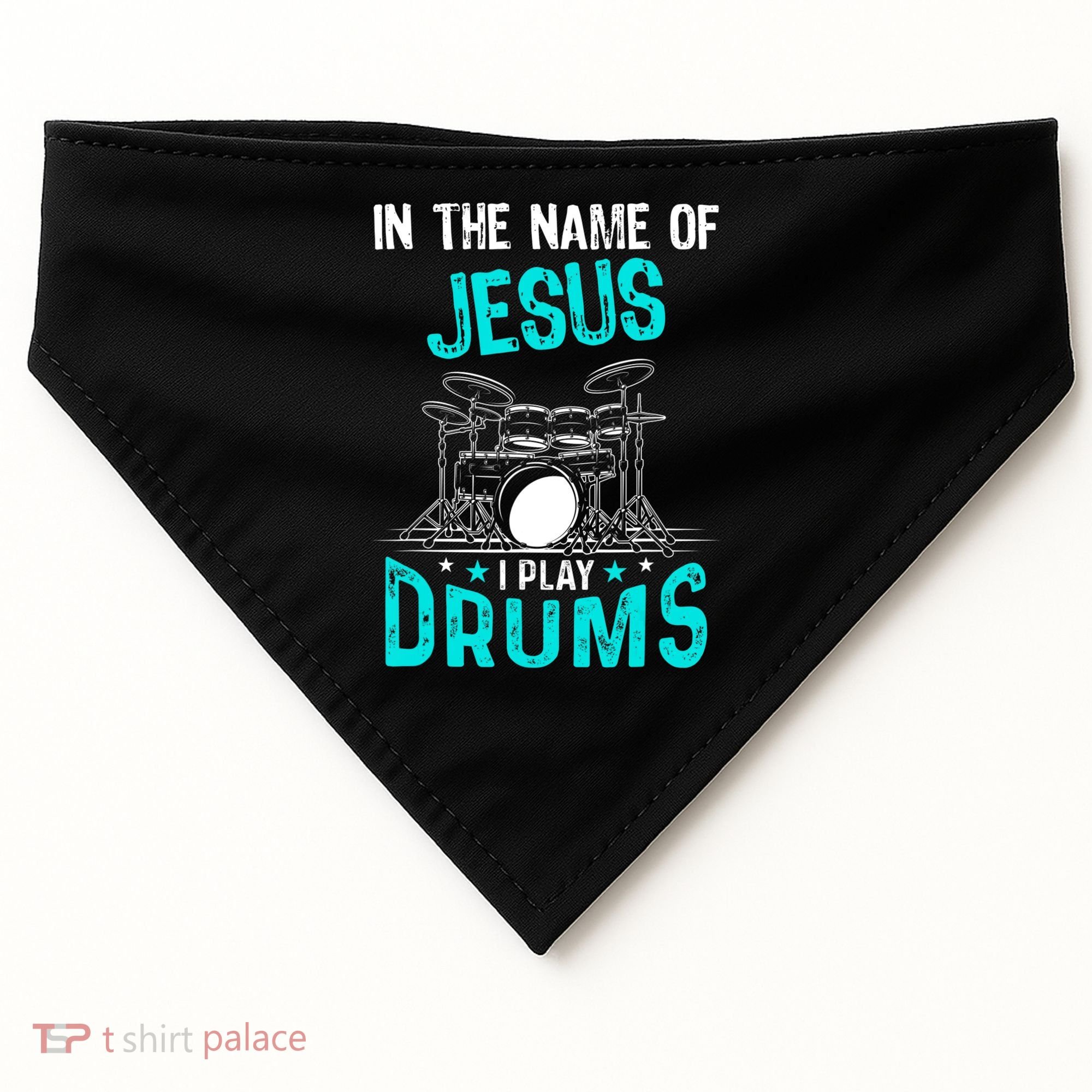 In The Name Of Jesus I Play Drums For Christian Drummer USA-Made Doggie Bandana