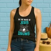 In The Name Of Jesus I Play Drums For Christian Drummer Women's Tank Top thumb 2