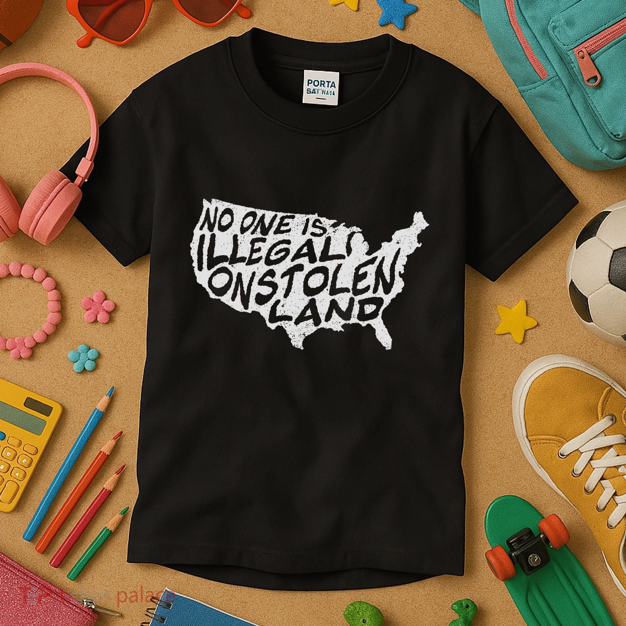 Immigrant T No One Is Illegal On Stolen Land Kids T-Shirt
