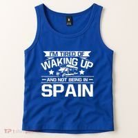 I'm Tired Of Waking Up And Not Being In Spain Happy Camper Gift Tank Top thumb 2
