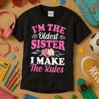 I'm the Oldest Sister I Make the Rules Siblings Sisters Kids T-Shirt thumb 3