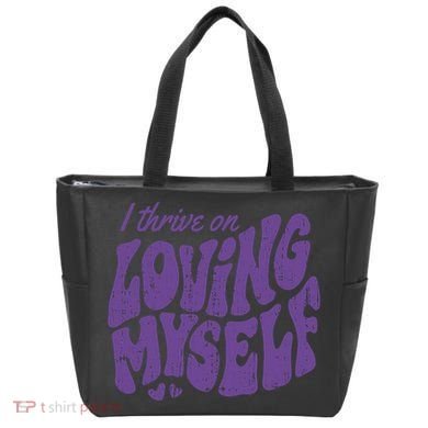I Thrive On Loving Myself Retro Quote Tote Bag