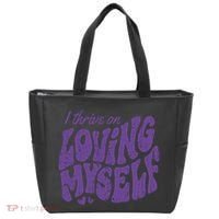 I Thrive On Loving Myself Retro Quote Tote Bag thumb 0